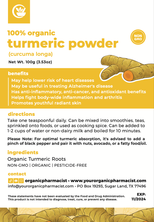 Turmeric Powder (Curcuma Longa)- Joint pain relief /Arthritis pain relief - Doctor Recommended